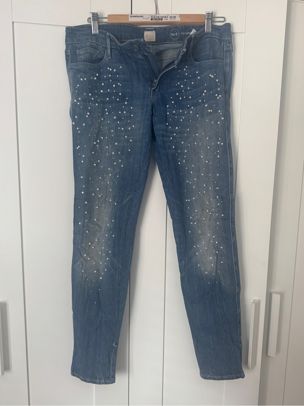 Guess by Marciano Blue Skinny Jeans with Pearl Embellishments